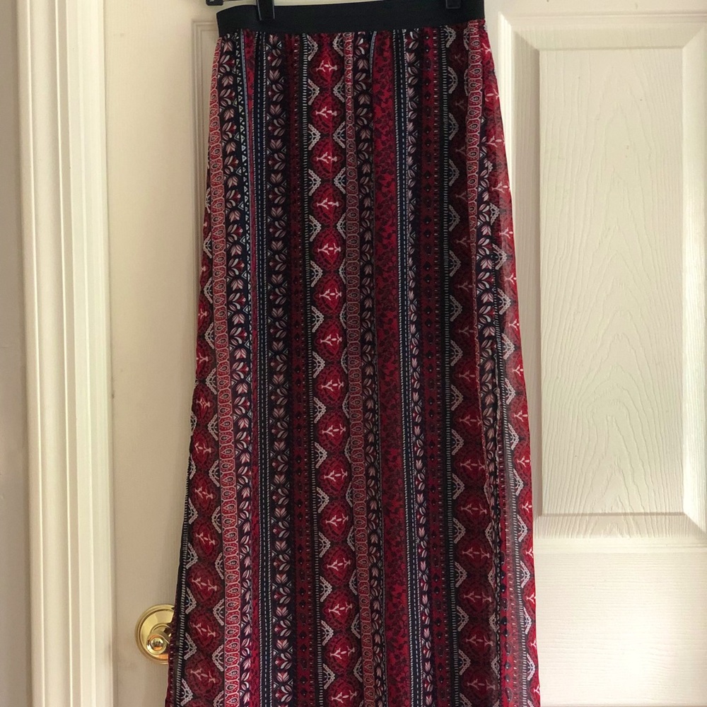 H&M Tribal Print Maxi Skirt with Side Slits Size 4